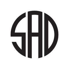  SAD modern elegance and creative logo design .SAD luxurious alphabet design . SAD letter initial logo design.