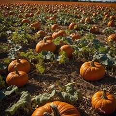 Obraz premium pumpkins on a field