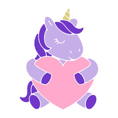 Minimalist Unicorn Head in Heart Outline