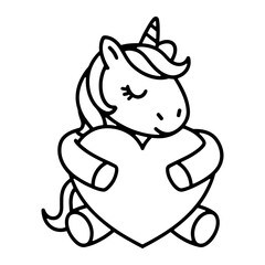 Minimalist Unicorn Head in Heart Outline