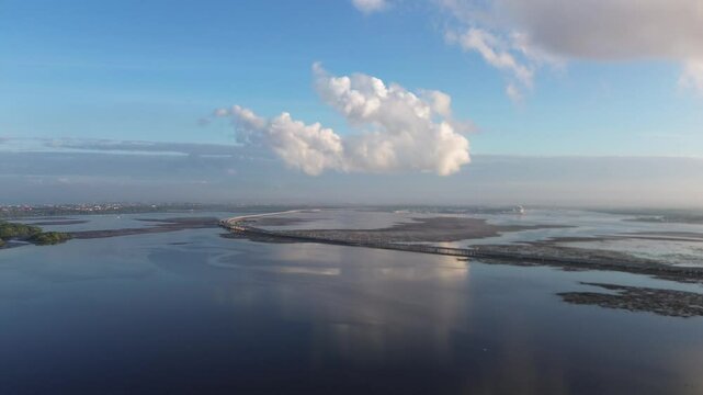 Aerial Drone view Nusa dua with Mandara Toll Bali view from distance