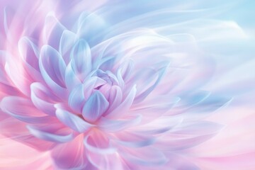 Obraz premium close-up of vibrant abstract floral elements in harmonious spirals and overlapping patterns on blurred pastel background