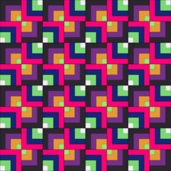 Geometric Retro Vibe Seamless Pattern Digital Paper – Colorful Abstract Vintage-Inspired Background, Mid-Century Modern Design, 70s Aesthetic, Funky and Groovy Repeating Pattern for Scrapbooking, Text