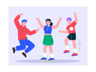 Gen Z are dancing illustration. Generation Z illustration. Flat vector illustration concept.