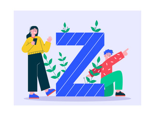 Gen Z communication illustration. Generation Z illustration. Flat vector illustration concept.