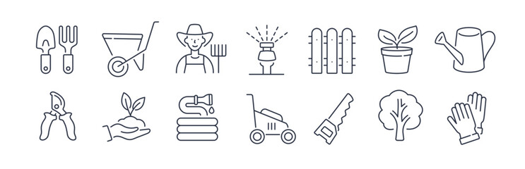 Line gardening icons editable stroke