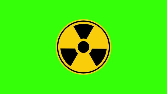 radioactive symbol animated icon active radio symbol round triangle and hexagon green screen 4k looping