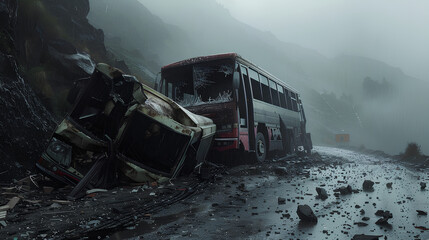 buses accident in the mountains