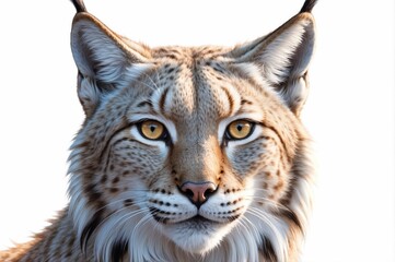 Obraz premium Close-up portrait of a lynx, isolated on white background.