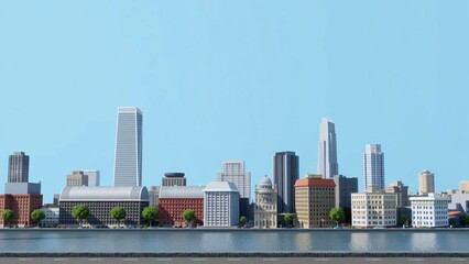 Obraz premium Modern City Skyline Panorama on a Sunny Day
