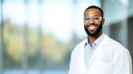 Obraz premium portrait of occupational safety specialist against blurred background with ample copy space for text