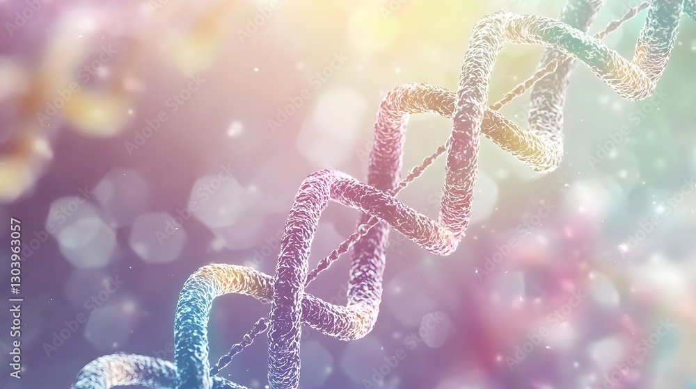 Poster close-up view of a dna chain showcasing its twisted structure and genetic information essential for 