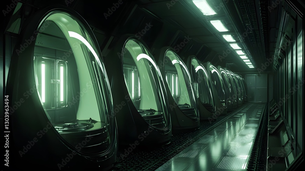 Poster unique train design featuring mirrors in the middle creating a reflective and artistic visual experi