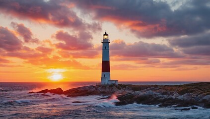 Coastal Lighthouse at Sunset