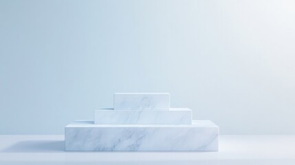 tiered podium design with staggered heights offering balanced and dynamic display surface