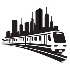 Urban Cityscape Subway Train Illustration for Modern Transit Systems Design