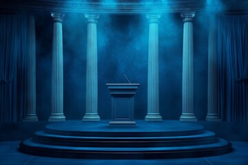 Fototapeta premium Political stage with pulpit as background for speeches and public address events