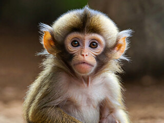 close up of a young macaque