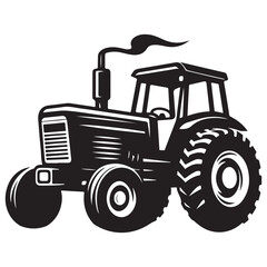 Black Tractor Illustration Farm Machinery Agriculture Vehicle Silhouette Design