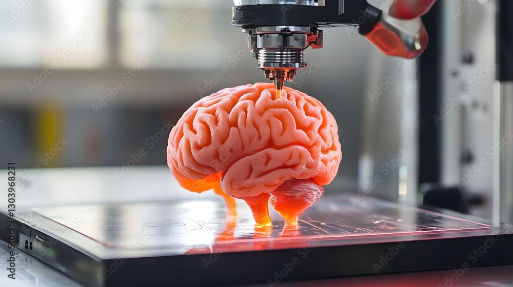 Poster conceptual representation of a brain constructed from mechanical parts and components depicting arti