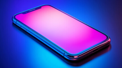 smartphone with blank screen in vibrant colors