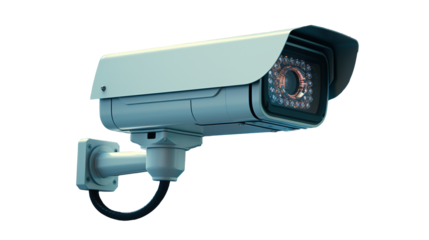Security Camera Isolated on PNG Transparent, Watching and Monitoring for Safety
