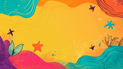 Fototapeta premium Colorful abstract summer doodle with vibrant shapes and patterns