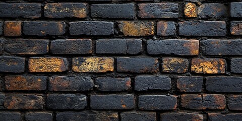 Naklejka premium High-resolution, highly detailed dark brick wall texture. Perfect for backgrounds, urban themes, and architectural projects. Sharp and realistic