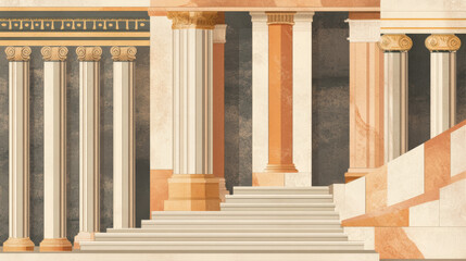 Naklejka premium Elegant design featuring ancient Greek architecture and columns