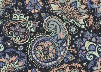 Vintage Seamless Paisley pattern for tapestry, fabric, wallpaper. Traditional oriental style design.