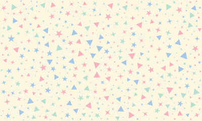 Obraz premium Cute Pastel Geometric Pattern with Stars and Triangles