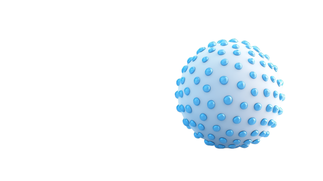 Blue sphere with dots, abstract digital art exploring science, technology, futuristic design