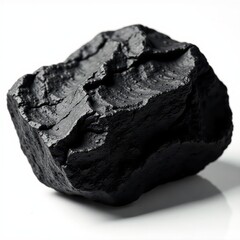 Obraz premium Deep black coal with visible striations; uneven, grainy surface, geology, black