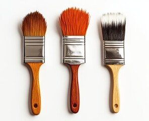 Paintbrushes,  different colors, on a white background.  Home improvement
