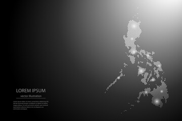 Abstract image Philippines map from point Gray and glowing stars on a dark background. Vector illustration eps 10.