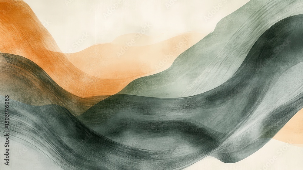 Aufkleber muted green pencil strokes create a subtle, flowing composition with gentle curves and organic forms