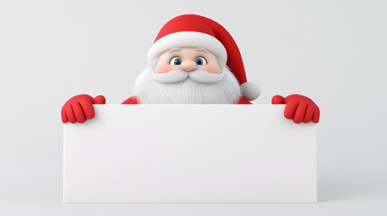Naklejka premium Santa Claus character with blank sign, cheerful expression