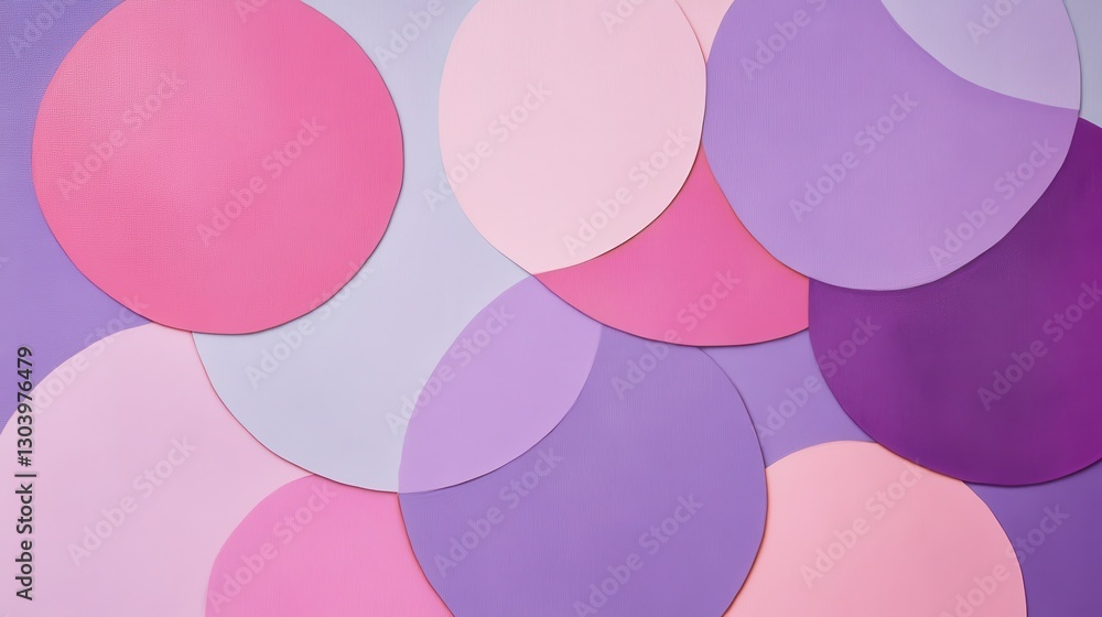 Aufkleber colorful pastel geometric circles create an abstract design in shades of lavender and pink on a smoo