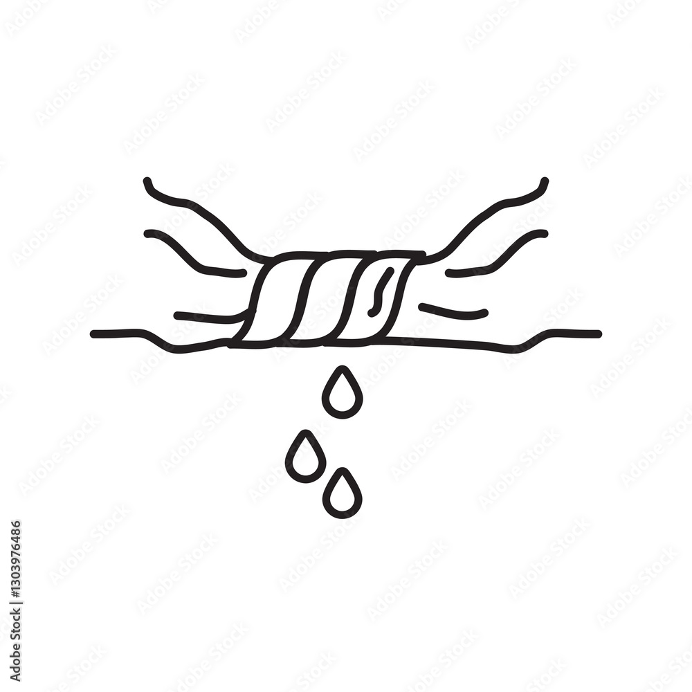 Poster squeeze wet laundry icon, vector simple flat black linear illustration for web and app..eps