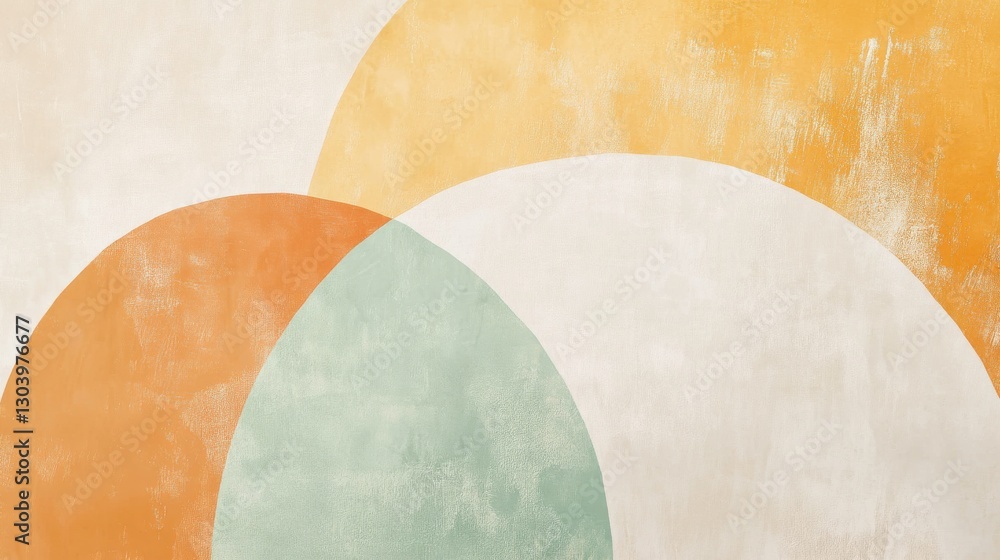 Aufkleber Minimalist artwork featuring half-circles in soft colors and gentle pencil strokes on a textured background