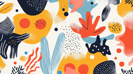 Colorful abstract pattern with playful shapes and textures