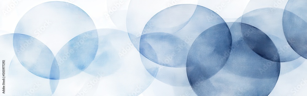 Poster Elegant gradient of pencil strokes in varying circular shapes creates a serene and artistic abstract composition