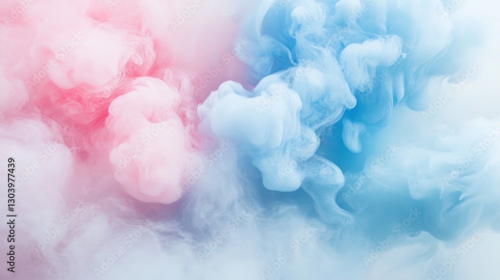 Aufkleber pastel pink and blue mist gently swirls creating a serene atmosphere in soft hues