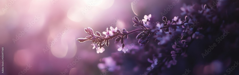 Aufkleber deep plum and soft lilac bokeh lights create a dreamy atmosphere enhancing floral elegance at twilig