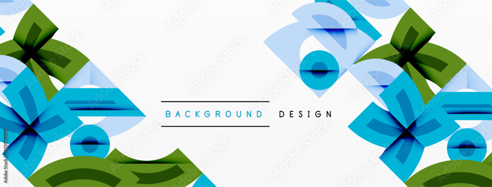 Wall mural abstract geometric background with shapes, featuring circular and rounded elements. bold contrast, s