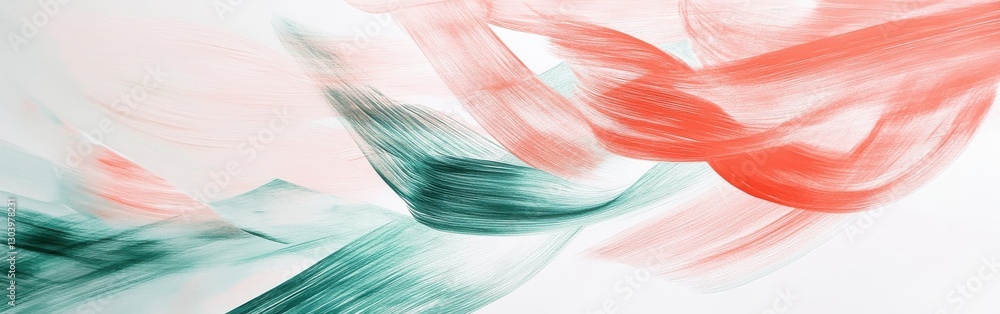 Poster Abstract pencil strokes composition with dynamic colors and flowing shapes in a harmonious blend of red and green tones