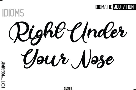  Lettering Text Caption Of Idiomatic Typography Right Under Your Nose