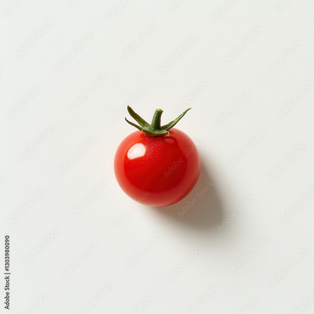 Poster fresh glossy red cherry tomato shining under soft light on a minimalist surface ready for culinary u