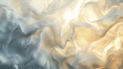 Obraz premium Ethereal abstract texture with flowing waves in soft colors of white and gold