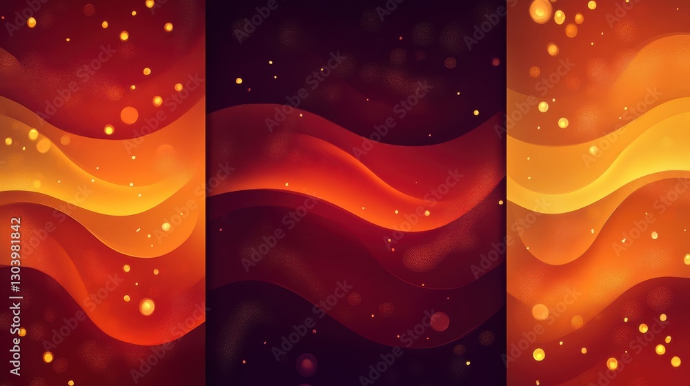 Poster dynamic gradient background with flowing waves in rich orange and deep hues, creating an energetic a